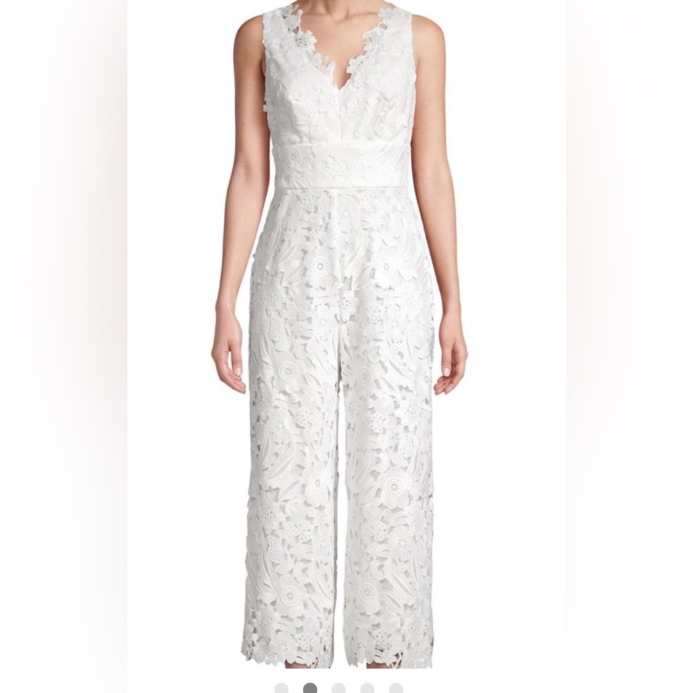 Trina Turk Floral Lace Formal Ivory Jumpsuit